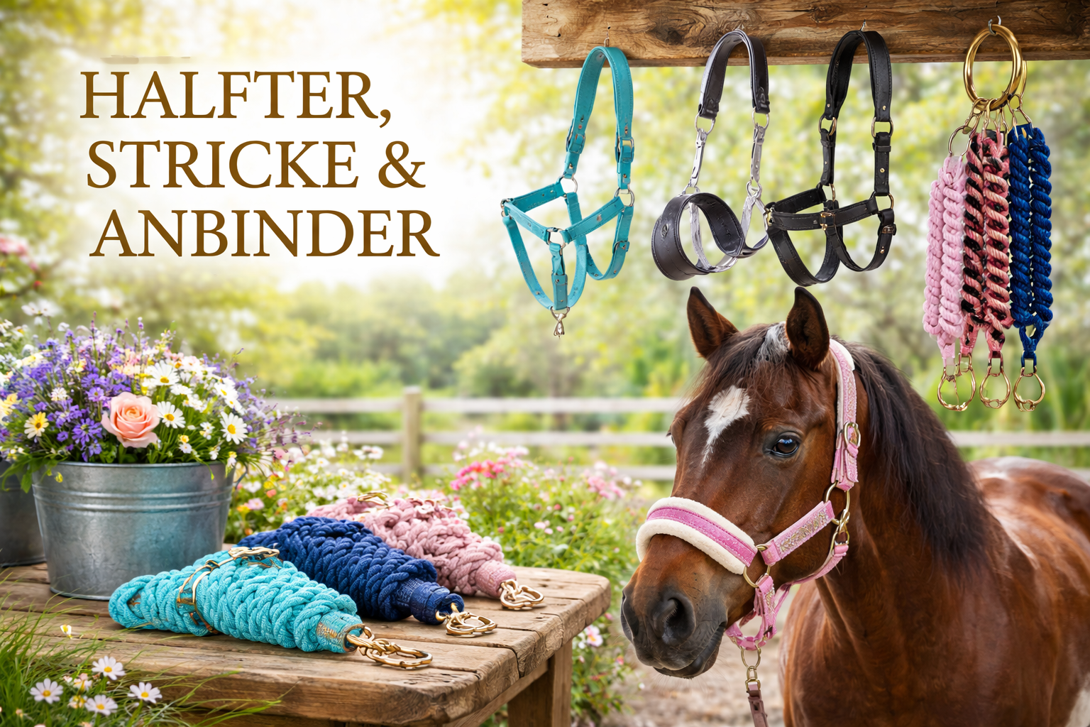 Halfter, Stricke, Anbinder
