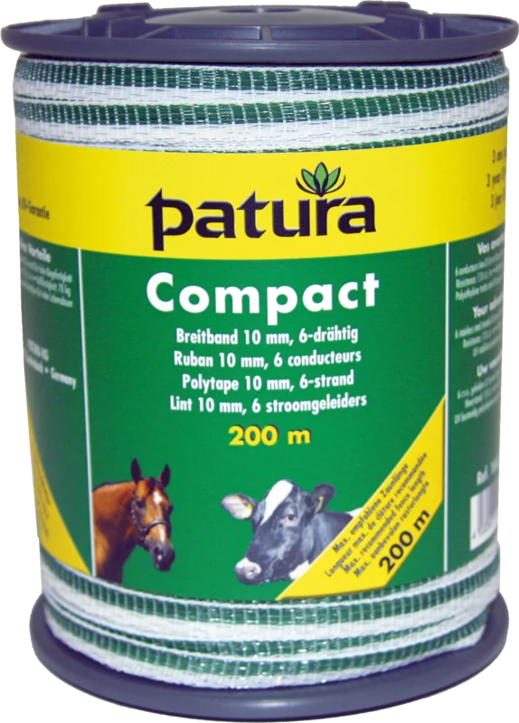 Patura Compact Breitband 10mm - weiß-grün 200m Rolle