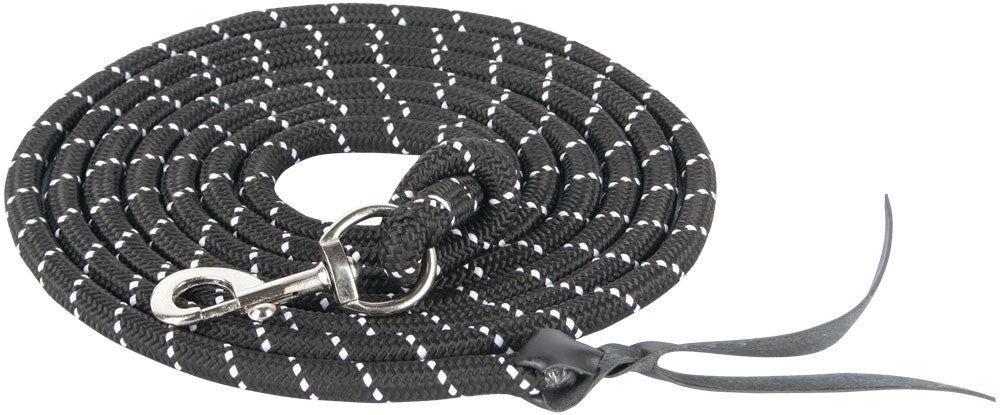 Karabinerhaken Strick, Arbeitsseil, Anbindestrick, 400cm mit Lederende, Bodenarbeit