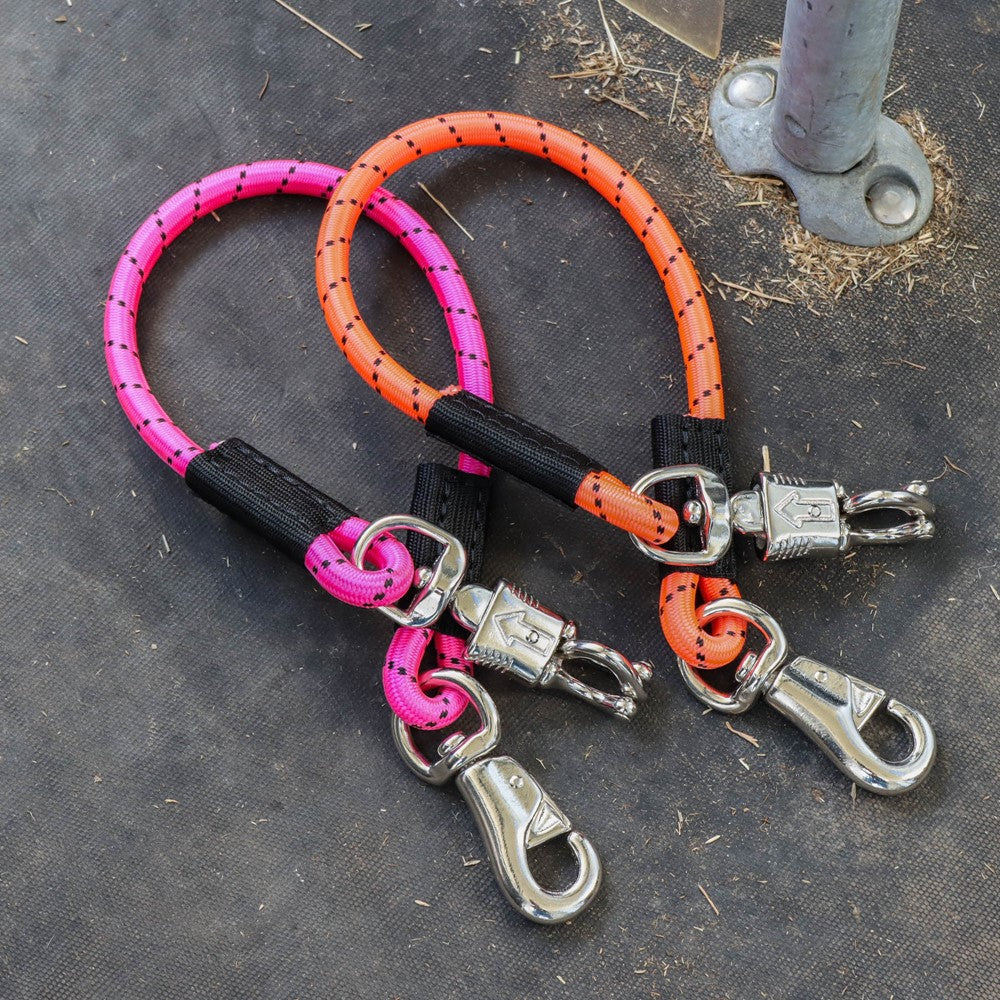 Anbindestrick elastisch Panikhaken Farbe Fuchsia o Orange