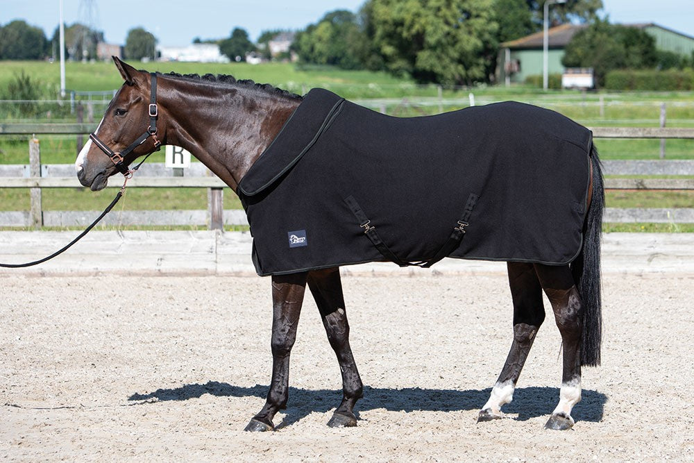 Fleece Decke mit aufrollbarem Hals schwarz