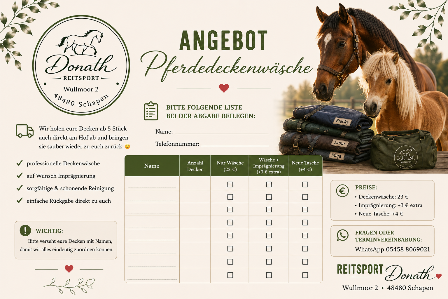 Deckenwäsche - pflege und Reinigung der Pferdedecke